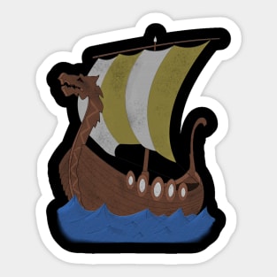 Viking Ship yellow with water Sticker